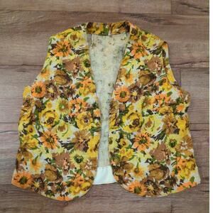 VTG Handmade Sunflower Women's XL Vest Floral Western Yellow